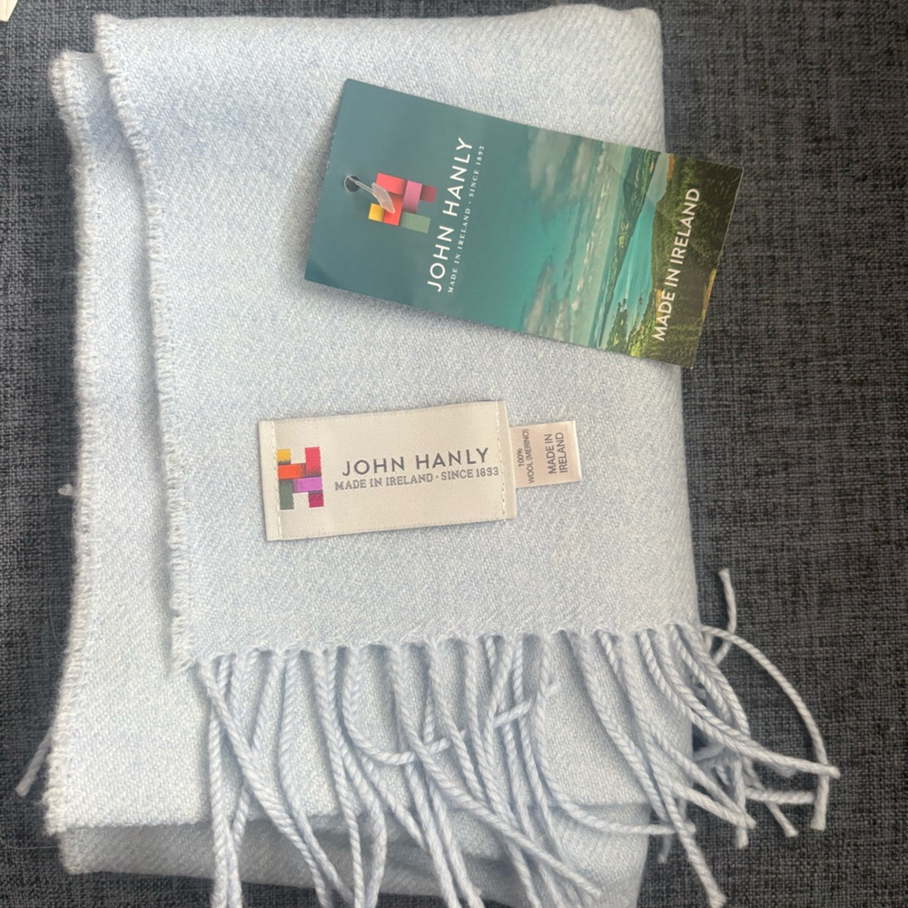 John Hanly Light Blue Wool Scarf